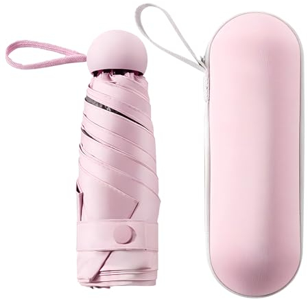 OXTXO Small Umbrella,8 Ribs mini Compact Pocket Umbrella for Rain and Sun, Windproof and Strong with Protection Box and UPF>50+ Protectio for women Purse