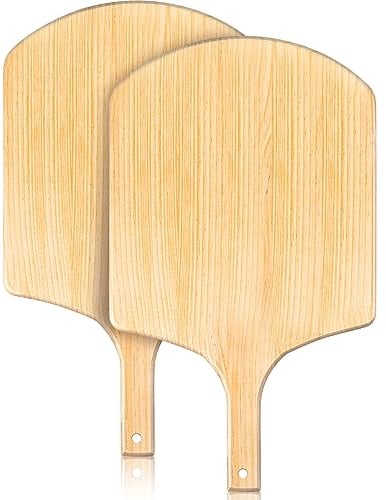 Bokon 2 Pack Wood Pizza Peel 16 Inch L x 14 Inch Large Pizza Paddle W Restaurant Grade Pizza Cutting Board Wooden Pizza Serving Tray with Handle for Christmas Serving Baking Homemade Bread