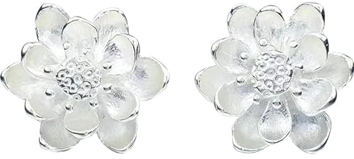 HUGE TOMATO Reine Sterling Silber Ohrstecker Lotus Blume Blüte Ohrringe Elegante Solide 999 Silber Hypoallergen, Geschenk für Damen, Minimalistischen Stud für Frauen, Sterling Silber
