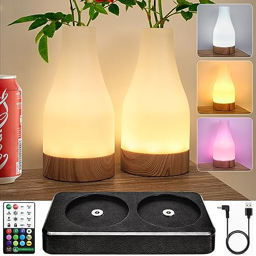 HL LED Tischlampe 2er Set Dimmbar, Nachttischlampe 12 Farben 7 Helligkeiten 4 Modi,mit Nachtlampe Fernbedienung Timing Memory Funktion für Kinderzimmer Schlafzimmer Bar Esszimmer Camping (Bogen)