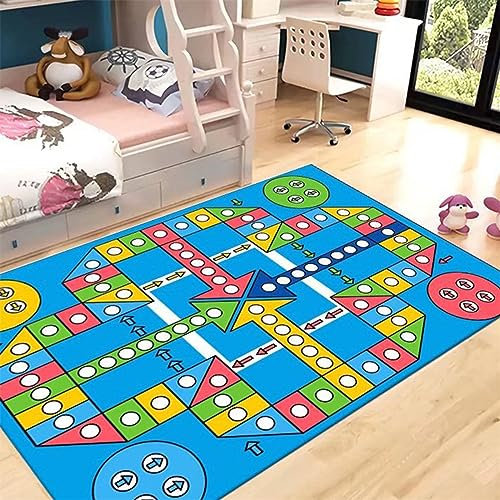 Kinderzimmerteppich Krabbelmatte Baby Schadstofffrei Wohnzimmerteppich, Einfaches Sofa, Couchtisch, Decke, Zuhause, Schlafzimmer, Nachttischdecke, Blau Brücken Teppich Läufer 40X60cm