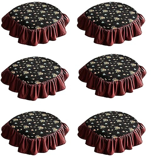 ZTGL Französisch Design Stuhlkissenbezug Sitzkissenbezug 45 x 45 cm mit Aufgesticktem und Einfarbig RüSche Stuhlkissen 6er Set Landhaus Shabby French Vintage Retro Antik Nostalgie,B