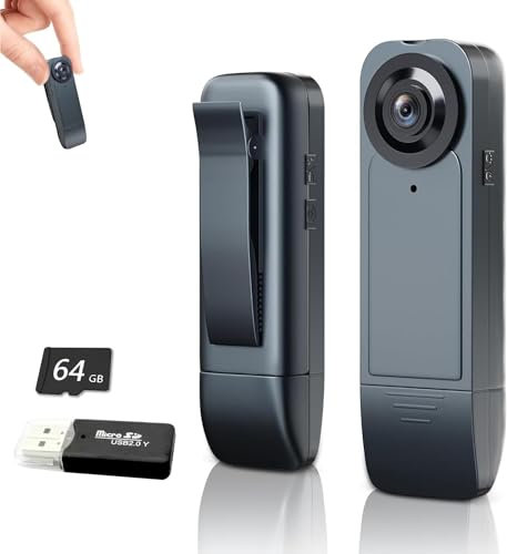 SONGYUKA Mini Spy Camera 1080P Video, Body Camera Wearable, Police Cam with Smart Motion Detection, Pocket Clip for Office, Law Enforcement, Security Guard, Home, Car, Bike, Hiking 32G SD gift(A18)