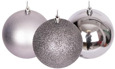 60mm/18Pcs Christmas Baubles Shatterproof Mid Grey, Christmas Tree Decorations Ball Ornaments Balls Xmas Hanging Decorations Holiday Decor - Shiny,Matte,Glitter