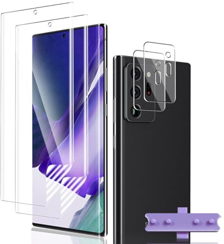 Phlleyaa Protection Décran Pour Galaxy Note 20 Ultra Film Flexible TPU 2 Pièces + Caméra Arrière Protecteur 2 Pièces,sans Bulles/Anti-Rayures/Facile à Installer Pour Galaxy Note 20 Ultra Verre Trempé