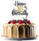 JEKUGOT 16th Birthday Cake Toppers, Black and Gold Glitter Cake Decorations, Happy 16th Birthday Cake Toppers for Boys and Girls Themed Party (1pcs)