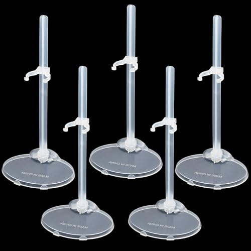 Anseom 25 Stücke Puppenständer, Verstellbar Puppenständer, Plastikpuppenständer Klar Puppen Display Halter Kunststoff Puppenständerhalter Actionfiguren Puppenzubehör für 9-11 Zoll Barbie-Puppen