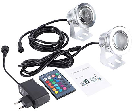 Greensen Lampe de Fontaine Sous-marine RVB pour éclairage de Décoration 90-265 V, Coque en Acier Inoxydable 5050 RVB, Excellente Performance d'étanchéité (Prise UE)