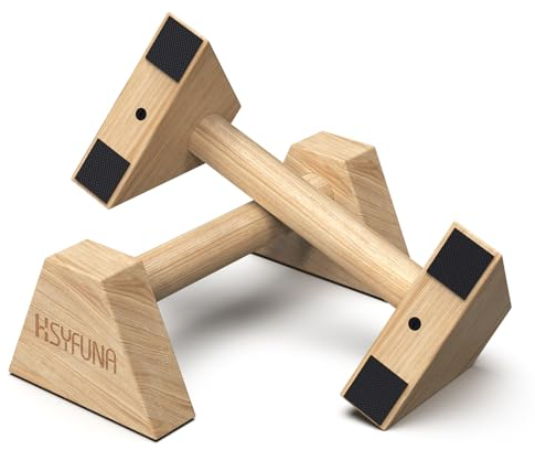 HSYFUNA Liegestützgriffe Holz, Parallettes, Rutschfeste Griffe Liegestütze, Push Up Stand Bars, Liegestützgriffe für Muskeltraining und Krafttraining, Handstand Griffe für Indoor & Outdoor
