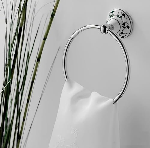 Porta asciugamani anello salvietta bidet in ottone cromato e ceramica decorata a mano vietri (verde)