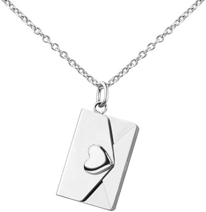 Personalised Envelope Heart Necklace Silver Locket with Letter, Valentines Gift For Her Message, Letter, Birthday Engraved Love Letter, Mother Secret Note, Letterbox, Gift for Her