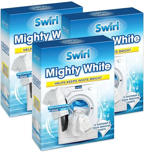 Swirl Mighty White Stain Remover - Powerful Laundry Sheets for Brightening Whites and Color Run Prevention - 3 Pack + Cheeroo Magnet