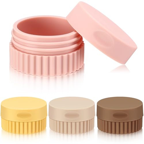 Perthlin 4 Stück Reisebehälter für Kosmetik Kleine Creme Behälter aus Kieselgel 0,68 oz Behälter in Auslaufsicher Reise Behälter mit Deckel für Kosmetik Körper Hände Haut (Klassische Farbe)