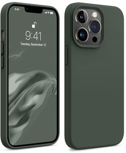 AOTESIER Magnetic for iPhone 13 Pro Phone Case, [Compatible with MagSafe][Military Shockproof Protection] Silicone Case with Soft Microfiber Lining, Camera & Screen Protection 6.1 inch, Alpine Green