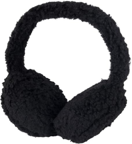 styleBREAKER Damen Ohrenschützer aus Teddyplüsch | Flauschige Earmuffs mit flexiblem Bügel | Warme Teddyfell Ohrenwärmer für Winter Spaziergänge und Freizeit, Farbe:Schwarz
