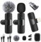 Wireless Lavalier Microphone for Lightning&Type-C Port, 2-in-1 Plug-Play Lapel Clip-On Mic with Noise Reduction for Video Recording, Podcast, Interview, Live Streaming, Vlog, YouTube, TikTok (2 Mics)