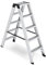 blizz-z Aluminium Stufenleiter, 5 Stufen, klappbar, beidseitig begehbar, Tragkraft 150 kg, Stufen genietet (5 Sprossen)
