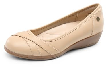 DREAM PAIRS Women's Ballet Flats Business Office Work Dress Shoes Arch Support Comfortable Dressy Flats Pumps and for Women,Size 5.5,Nude,DWUMFA2503
