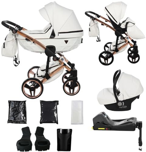 Junama Kinderwagen Diamond S Class 2in1 3in1 4in1 (01 - Weiß, 4in1 mit ISOFIX Basis)