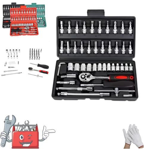 SHIFuXX Electric Ratchet,Cordless Electric Slim Ratchet Set,Vessel Electric Ratchet,Electric Slim Ratchet,Slim Electric Ratchet 3/8 Drive,with 45 Adjustment Tools,with Socket Bits(Black)