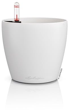 Lechuza - Macetero Classico Color 14 Blanco, con Sistema de riego, indicador de Nivel de Agua y Superficie Mate, diámetro de 15 x 13,5 cm, 16696