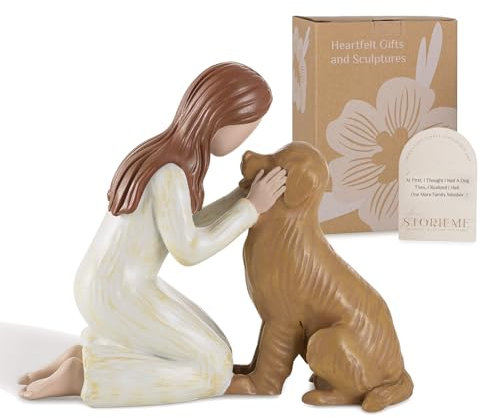 Storieme Golden Retriever Geschenk für Hundebesitzer - Handbemalte Hund Statue für Hundeliebhaber Freundschaft - Hundefiguren Skulptur Dekoration für Weihnachten Büro Wohnzimmer Schlafzimmer 11cm