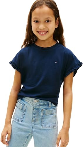 Tommy Hilfiger Mädchen T-Shirt Kurzarm Essential Top Relaxed Fit, Blau (Dark Night Navy), 12 Jahre