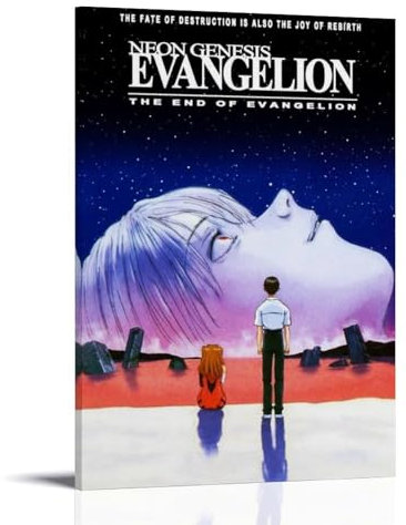 JZQGIJ Neon Genesis Evangelion Peinture à l'huile murale imperméable à l'eau Décoration de la maison Bureau Chambre Dortoir Style cadre 60 x 90 cm
