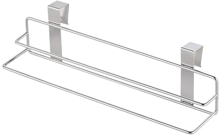 Toallero sobre puerta, toallero de acero inoxidable para puerta, colgador de paños de cocina de 12.01 pulgadas, barra de almacenamiento de doble capa para baño, baño, dormitorio, lavandería, garaje