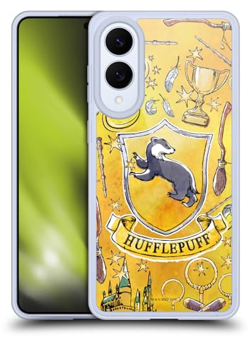 Head Case Designs Offizielle Harry Potter Hufflepuff Muster Deathly Hallows XIII Gel Handyhülle Hülle [Militärischer Schutzgrad] Kompatibel mit Samsung Galaxy S25 Edge