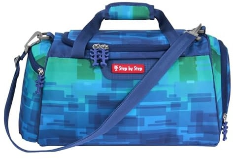 Step by Step Sporttasche „Space Craft Spike“, blau-grün, mit Nasswäschefach, Abnehmbarer Tragegurt, Verstellbarer Schultergurt, für Jungen 1. Klasse, 13L