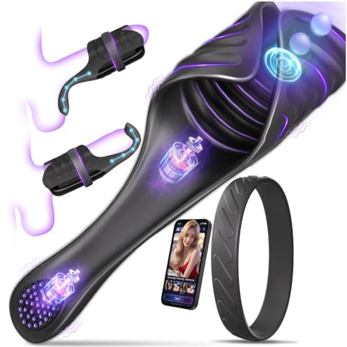 Masturbieren für Männer Elektrisch Handfrei Hoden Vibrator mit Klopfen und Biegen nach Bedarf, Sex Spielzeug Vibratorensets für die Männer, Masturbator mit Penisring, Penis Vibrator Sexspielzeug