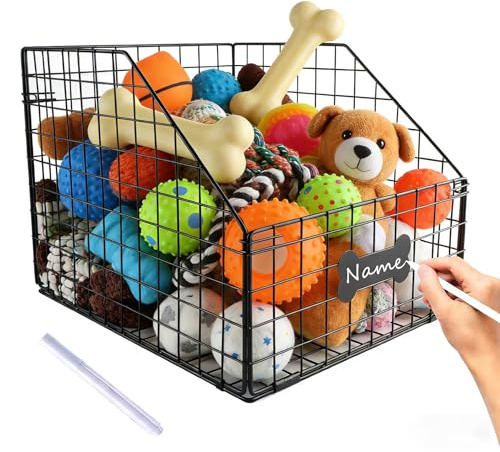 Rangement Jouets Chien Pliable, Panier Jouet Chien en Maille Métallique
