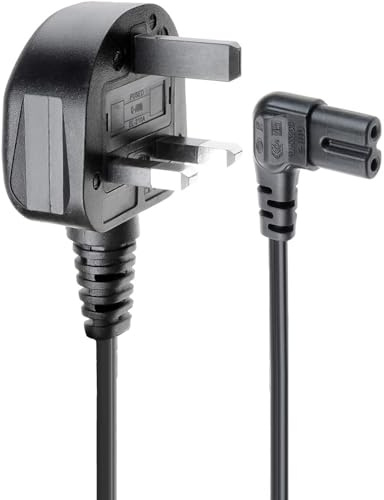 2M TV Power Cable Cord for TV 24 28 32 40 43 48 49 50 55 60 65 75 80 85 Inch, 90 Degree Angled 18AWG 2-Prong to L-Shaped C7 Power Cord for 43LH570A 55UH6090 frame Charging cable