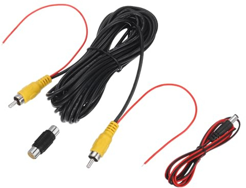 sourcing map Backup Camera RCA Video Cable, 8m/26.24ft RCA Car Rear Reverse Camera Video Extension Cable & Detection Wire for Truck Bus SUV, Male to Male, with Female to Female Coupler, DC Wire