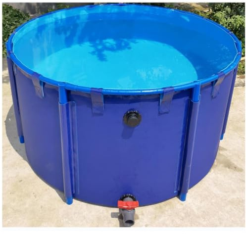 Segeltuch-Fischteich für oberirdische Pools, 300 cm x 100 cm, strapazierfähiges, verdicktes Material, inklusive Halterung und Ablaufventil, perfekt für Koi- und Goldfisch-Tanks