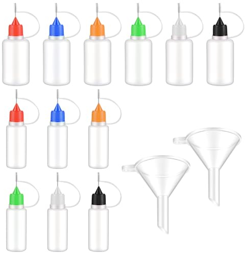 12 PCS Needle Tips Applicator Bottle Glue Applicator Bottle 15ml/0.5 Oz, 30ml/1 Oz Precision Tip Glue Bottles with Fine Tip with Funnel for DIY Craft Painting