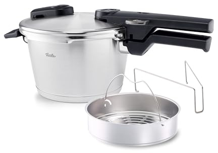 Fissler Vitaquick Premium Pressure Cooker, 2.6 Quart with Steamer Insert and Tripod