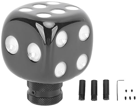 ADMYTHGB Dice Shape Shift Head Resin Gear Shifting Lever Knob, Universal Fit Transmission Shift Lever Knob for Most Manual Cars with Multiple Adapters and Wrench (Black White)