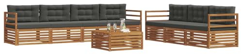 vidaXL Outdoor-Sofagarnitur mit Kissen 8 pcs Natur und Anthrazit, Gartenlounge, modernes Outdoor-Sofa-Set, langlebige Terrassenmöbel, Bequeme Sitzmöglichkeiten
