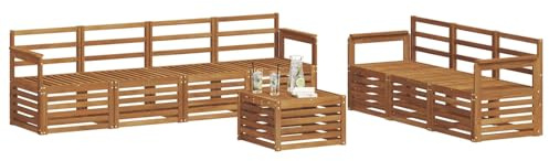 vidaXL Sofagarnituren 8 pcs Natur Massivholz Akazie, Moderne Garten-Sofa-Ecke, Bequeme Sitzgruppe für Terrasse, langlebig und stylisch