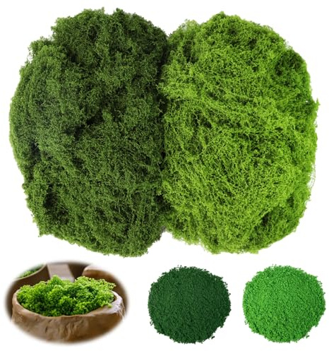 200g Musgo Artificial & 60g Polvo de Árbol Artificial, Musgo Falso para Manualidades, Bricolaje, Modelismo, Acuario, Pesebre, Jardín de Hadas, Decoración de Pared