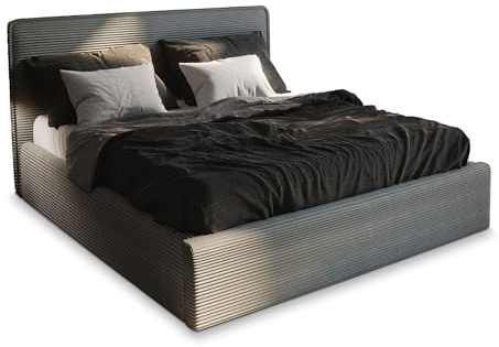 Masseno Polsterbett Parma 120x200 cm, Doppelbett, Bettkasten, Stauraum, Lattenrost Und Kopfteil - Grau, Lincoln 85