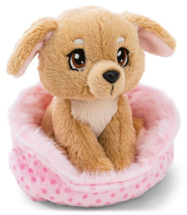 NICI Kuscheltier Hund 12cm im Körbchen - 63323 | Weiches Stofftier aus Plüsch zum Liebhaben, Knuddeln & Spielen, tolles Plüschtier Geschenk für Kinder & Erwachsene