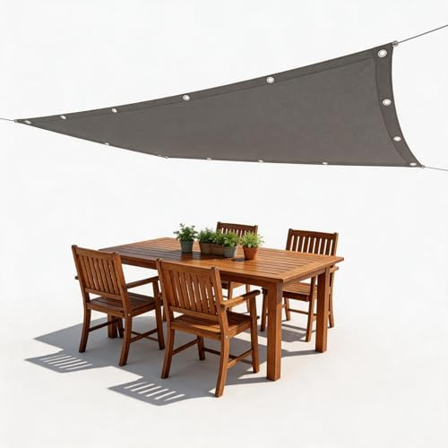 Toldo Vela 360 x 900 cm PES 185 G M², Anti Rayos UV Solar Protección 90% Resistente, Toldo Vela Impermeable Cuadrado con Ojales y Cuerdas para Exteriores, Pergola, Jardín, Gris Claro