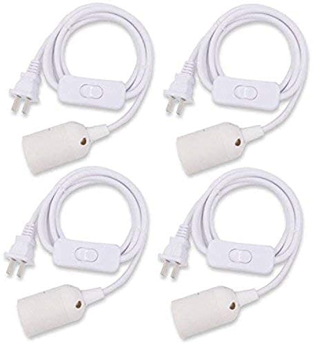 Swpeet 4 Pcs E26 Hanging Lantern with On/Off Switch, Light Socket with 10.86 Inch Extension Cord, White Pendant Light Socket for Kitchen/Bedroom/Bathroom/Restaurant/Cafe Shop