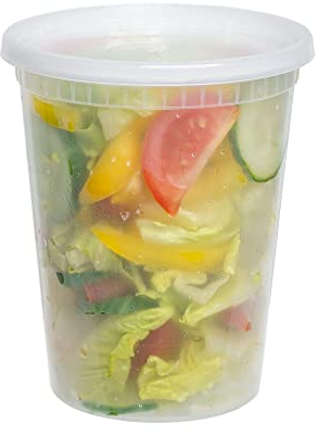 6-Pack Round Plastic Food Containers with Leak-Proof Lids – BPA-Free - Microwave, Fridge, and Freezer Safe – Recyclable, Washable, and Reusable Meal Prep Storage Tubs - Capacity: 950ml (32oz)