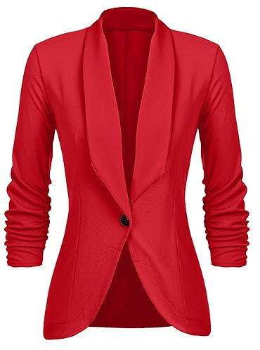 UNibelle Blazer Mujer Largo Elegante Ligero Business Chaqueta Informal Rojo XXL