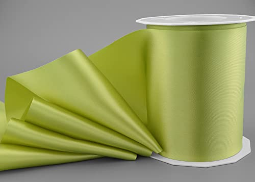 25 m x 112 mm Satinband SOPHIE HELLGRÜN Apfelgrün (027) Satin Tischband Tischläufer Schleifenband ohne Draht breites weiches Band Tischdekoration Tisch Deko Geschenkband mit einseitigem Glanz