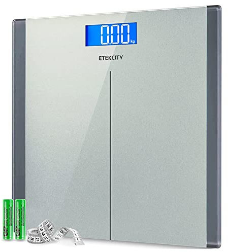 Etekcity Digitale Personenwaage mit Step-On-Technologie, 180 kg, silberfarben